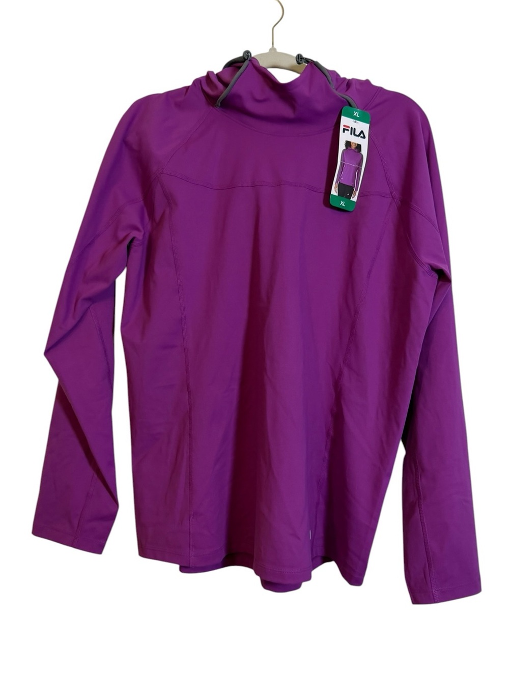 NWT FILA Ladies' Funnel Neck Moisture Wicking Active Training Hoodie Purple, XL